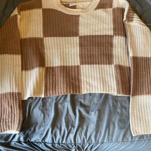 Checkered Knit Sweater